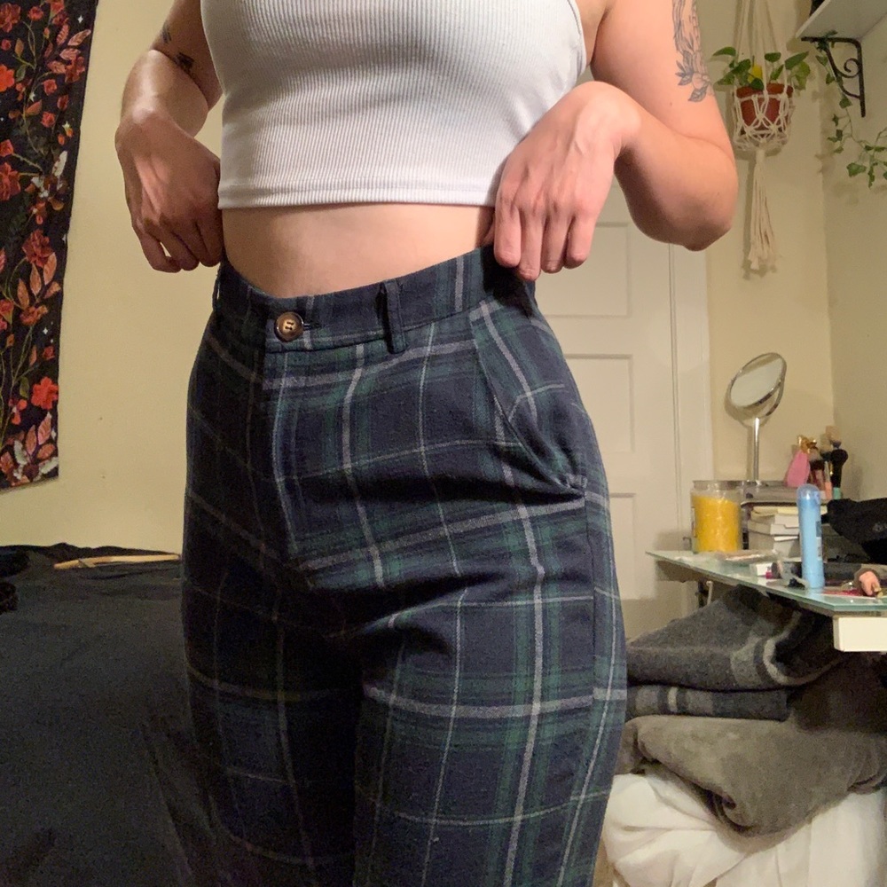 Plaid high waisted pants
